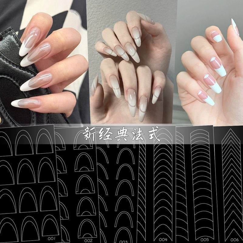 New French Nail Art Stickers Deep V Hollow High Shallow Round Auxiliary Stickers Template A Variety Of Nail Decoration Stickers - Image 2